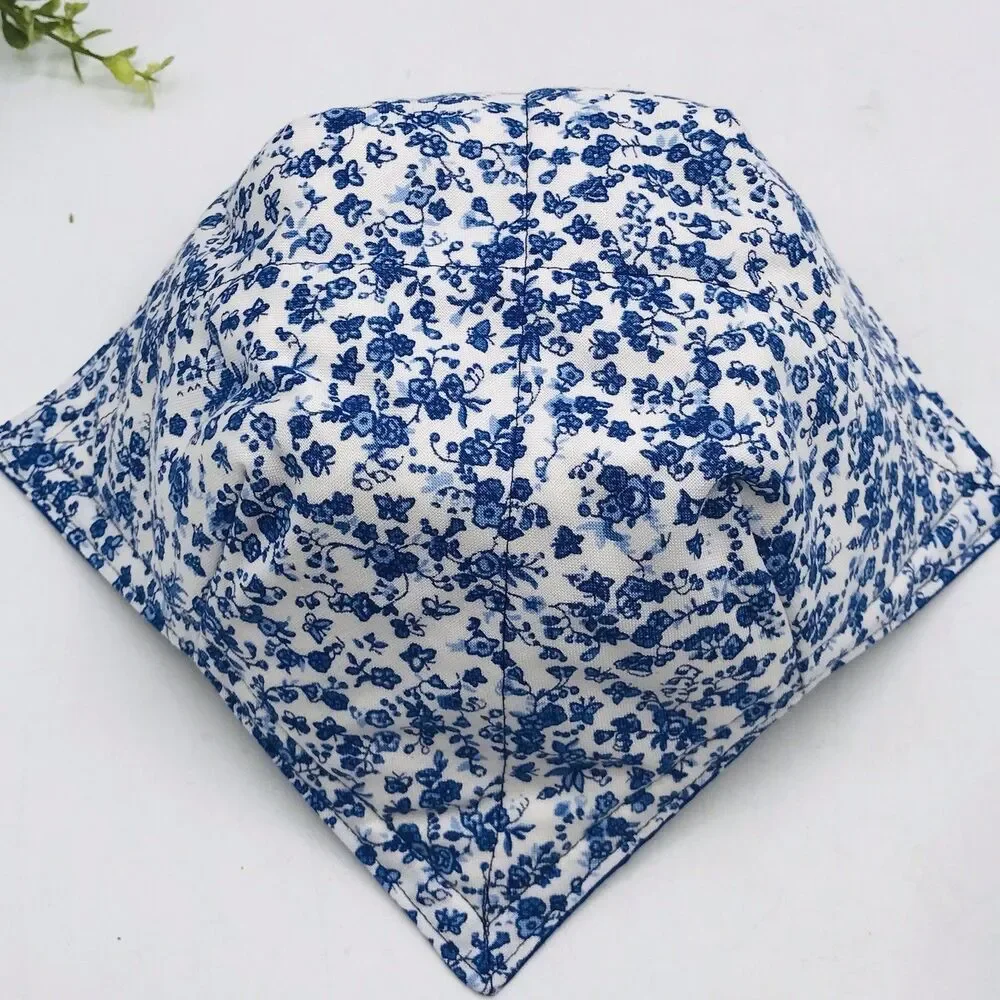 3 Piece Set Microwave Cozies, Reversible Colonial Blue Floral, Plate, Bowl, Pint